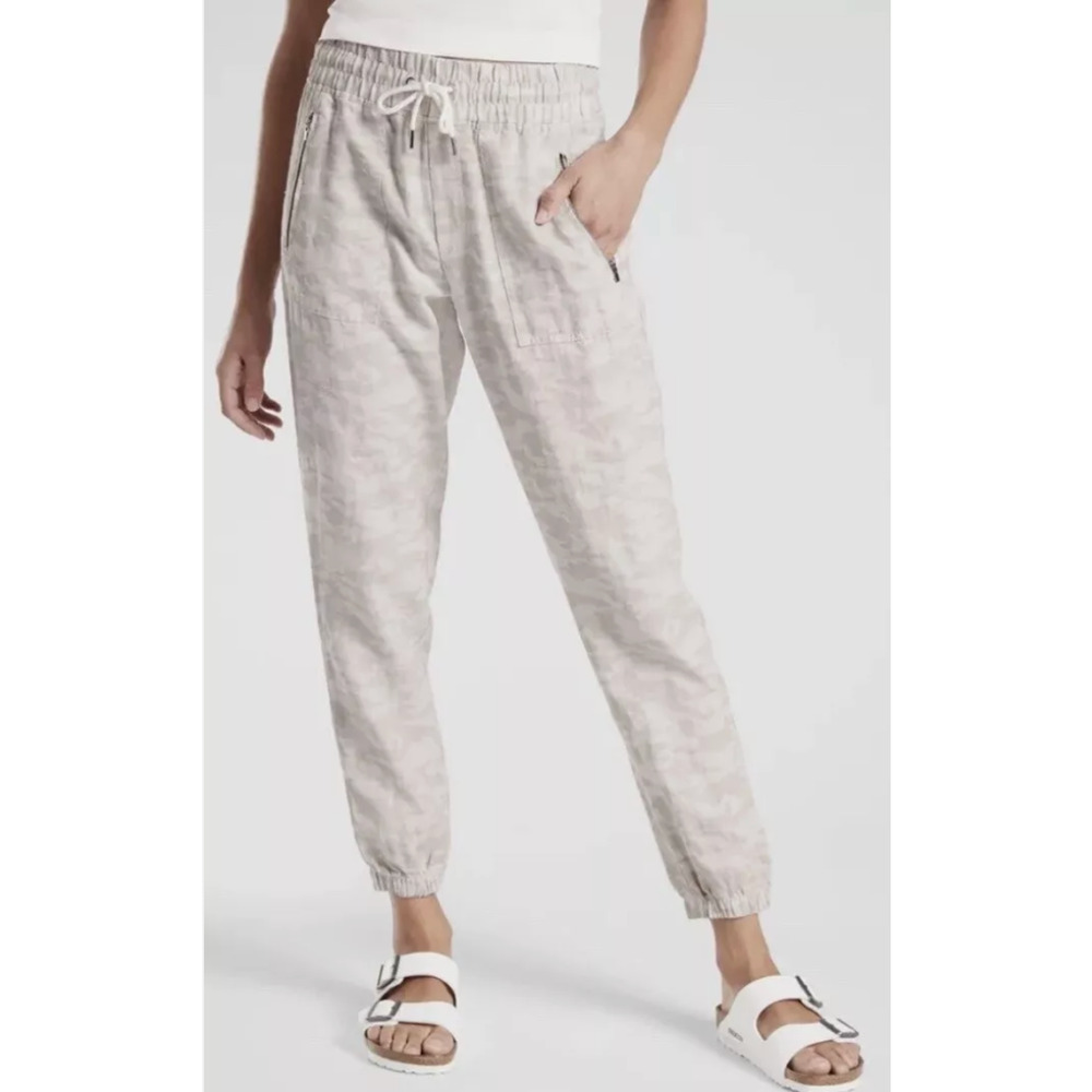 ATHLETA Cabo Tide Linen Jogger Pants Neutral Camo Plus Size 26 NWT Gorpcore Hike